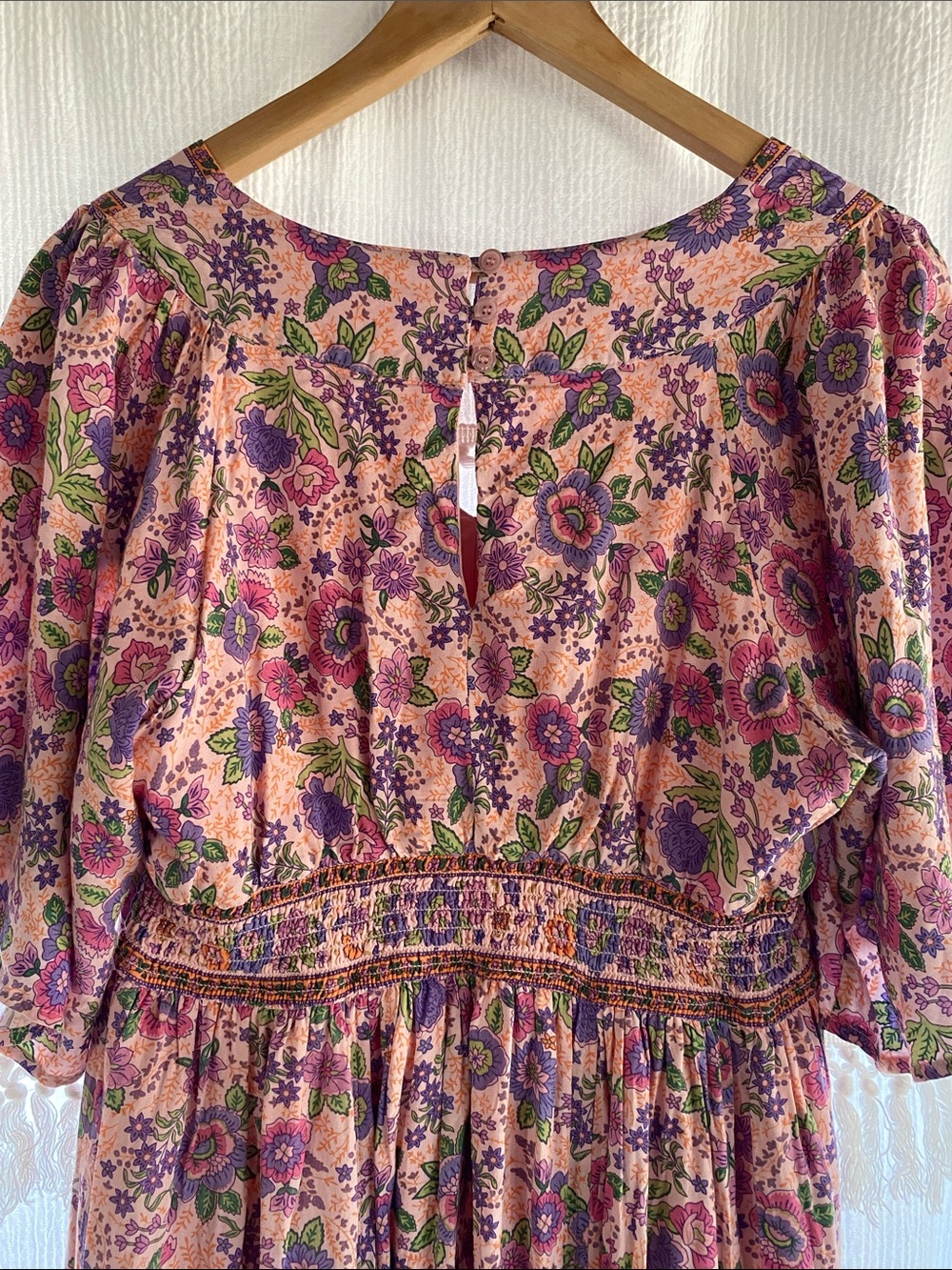 in loom - lavender, peach, green and pink flutter sleeve flowy dress - Picture 6 of 8